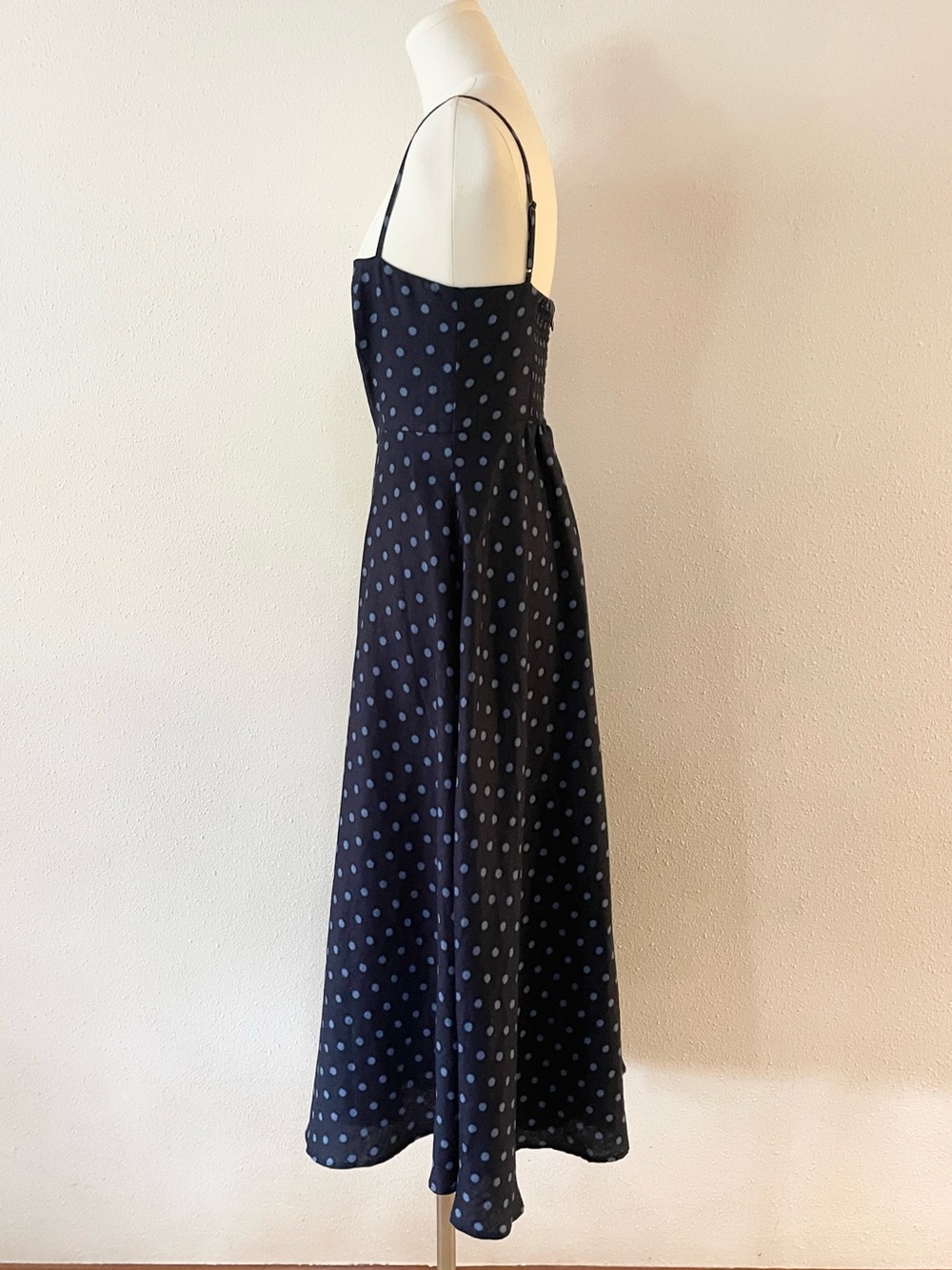 Reformation Monette Linen Dress Navy Polka Dot - Picture 5 of 14
